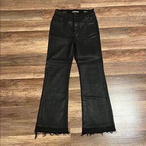 DL1961 Black Wide Leg Jeans with Frayed Hem